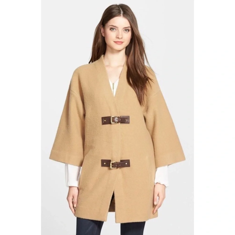 Michael Kors NWT Dolman Tan Wool Buckle Coat - Picture 1 of 8
